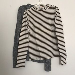 Girl’s H&M Black and White Striped & Gray Long Sleeve Shirts Tops Fall Knits